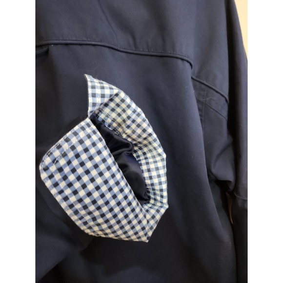 BLAIR Jacket Coat w/Hidden Hood; Blend Full Zipper; Pockets; Navy, Checks SZ XL - Picture 6 of 8